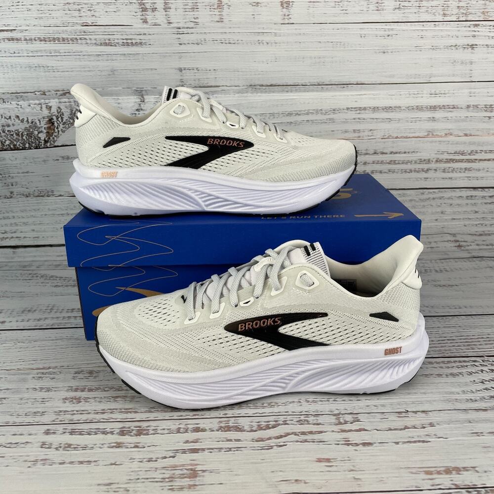Brooks Ghost 18 Women’s 9 B Running Shoes White Black Rose Gold